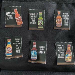 Hot sauce bottles Disney pins